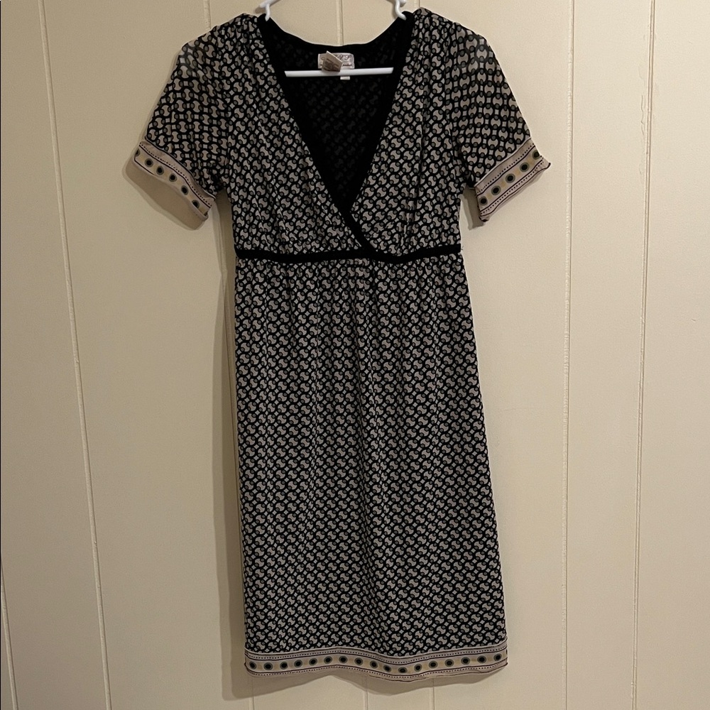 Max Studio Black and Beige Patterned Dress Size M